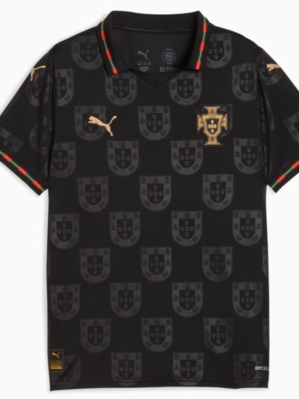 Puma Black Gold Portugal Crest Kids Soccer Jersey